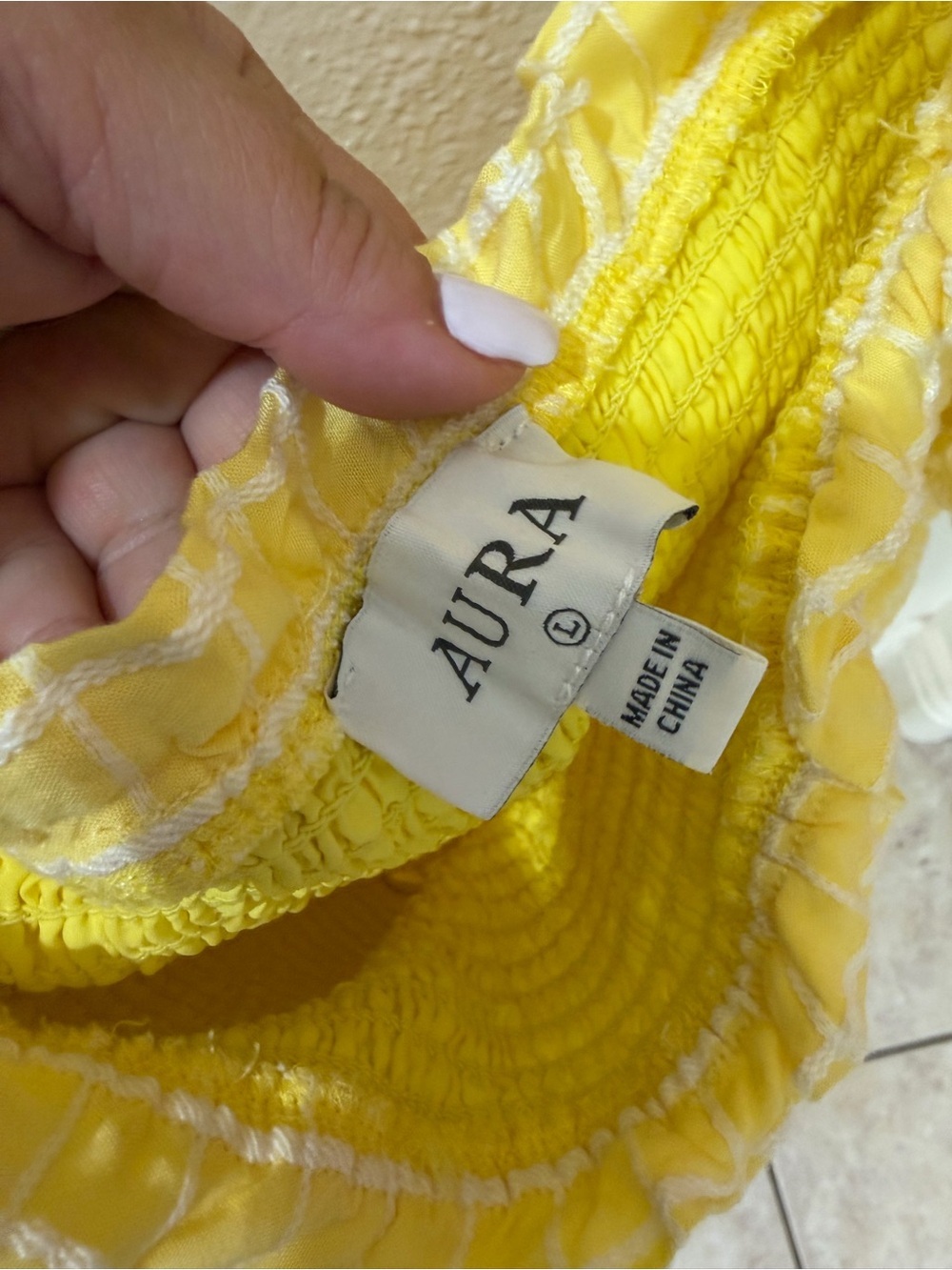 Like NEW Yellow and White Puff Sleeve Smocked Midi Dress - Picture 7 of 11